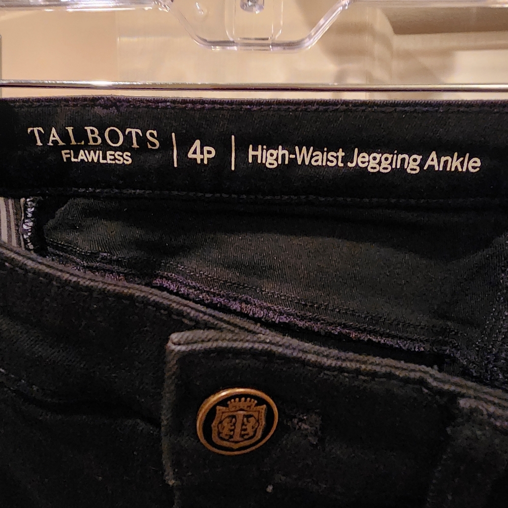 TALBOT'S BLACK FLAWLESS 4 PETITE HIGH WAIST JEANS JEGGING ANKLE EUC - Picture 3 of 6